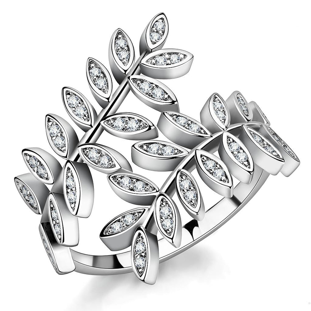 3W1457 - Rhodium Brass Ring with AAA Grade CZ  in Clear - Alamode