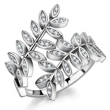 3W1457 - Rhodium Brass Ring with AAA Grade CZ  in Clear - Alamode