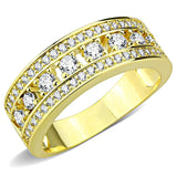 3W1459 - Gold Brass Ring with AAA Grade CZ  in Clear - Alamode