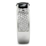 3W145 - Rhodium Brass Ring with AAA Grade CZ in Jet - Alamode - Flyclothing LLC