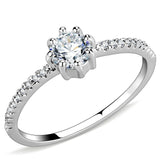 3W1460 - Rhodium Brass Ring with AAA Grade CZ  in Clear - Alamode
