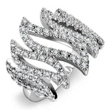 3W1467 - Rhodium Brass Ring with AAA Grade CZ in Clear - Alamode - Flyclothing LLC