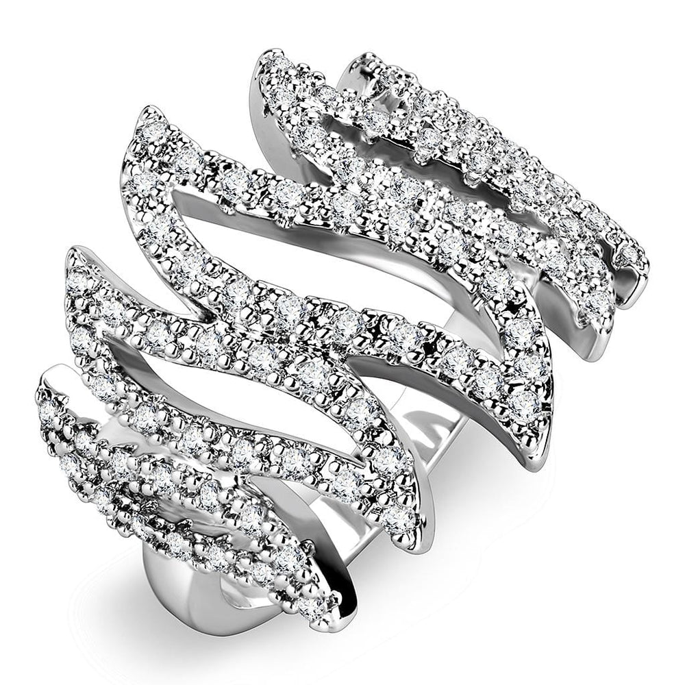3W1467 - Rhodium Brass Ring with AAA Grade CZ  in Clear - Alamode