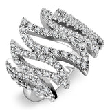 3W1467 - Rhodium Brass Ring with AAA Grade CZ  in Clear - Alamode