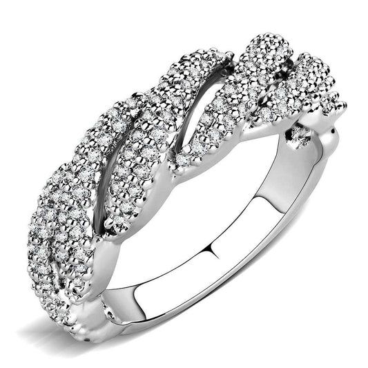3W1468 - Rhodium Brass Ring with AAA Grade CZ in Clear - Alamode - Flyclothing LLC