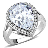 3W1469 - Rhodium Brass Ring with AAA Grade CZ in Clear - Alamode - Flyclothing LLC