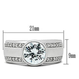 3W147 - Rhodium Brass Ring with AAA Grade CZ in Clear - Alamode - Flyclothing LLC
