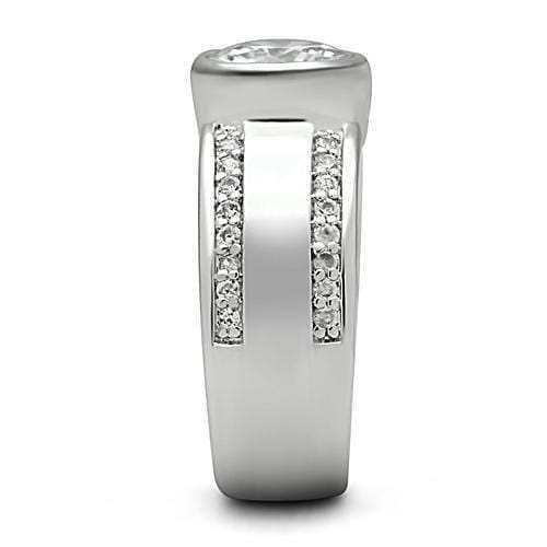 3W147 - Rhodium Brass Ring with AAA Grade CZ in Clear - Alamode - Flyclothing LLC