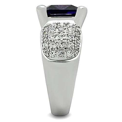 3W148 - Rhodium Brass Ring with AAA Grade CZ in Amethyst - Alamode - Flyclothing LLC