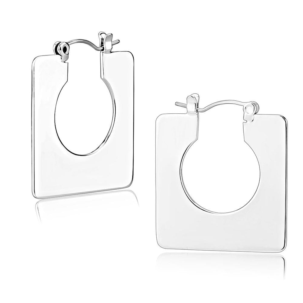 3W1500 - Rhodium Brass Earrings with No Stone - Alamode