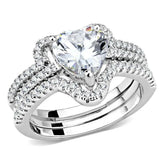 3W1504 - Rhodium Brass Ring with AAA Grade CZ in Clear - Alamode - Flyclothing LLC