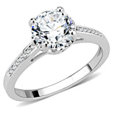 3W1507 - Rhodium Brass Ring with AAA Grade CZ  in Clear - Alamode