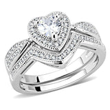 3W1508 - Rhodium Brass Ring with AAA Grade CZ  in Clear - Alamode