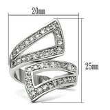 3W150 - Rhodium Brass Ring with AAA Grade CZ  in Clear - Alamode