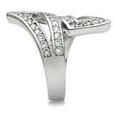 3W150 - Rhodium Brass Ring with AAA Grade CZ  in Clear - Alamode