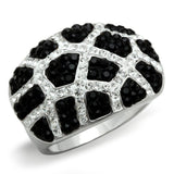 3W151 - Rhodium + Ruthenium Brass Ring with Top Grade Crystal  in Multi Color - Alamode