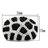 3W151 - Rhodium + Ruthenium Brass Ring with Top Grade Crystal  in Multi Color - Alamode