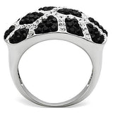 3W151 - Rhodium + Ruthenium Brass Ring with Top Grade Crystal in Multi Color - Alamode - Flyclothing LLC