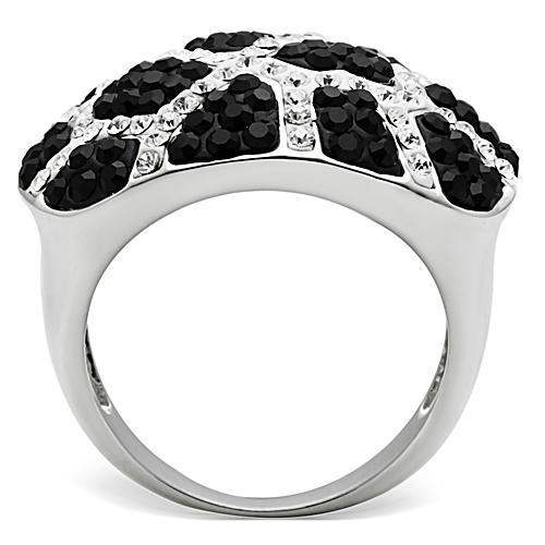 3W151 - Rhodium + Ruthenium Brass Ring with Top Grade Crystal in Multi Color - Alamode - Flyclothing LLC