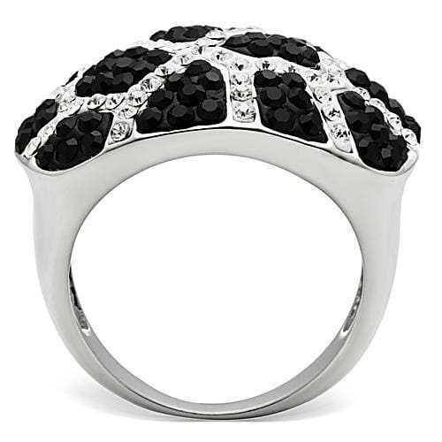 3W151 - Rhodium + Ruthenium Brass Ring with Top Grade Crystal in Multi Color - Alamode - Flyclothing LLC