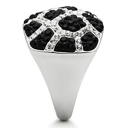 3W151 - Rhodium + Ruthenium Brass Ring with Top Grade Crystal in Multi Color - Alamode - Flyclothing LLC