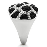 3W151 - Rhodium + Ruthenium Brass Ring with Top Grade Crystal in Multi Color - Alamode - Flyclothing LLC
