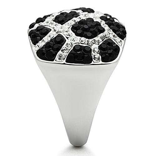 3W151 - Rhodium + Ruthenium Brass Ring with Top Grade Crystal in Multi Color - Alamode - Flyclothing LLC