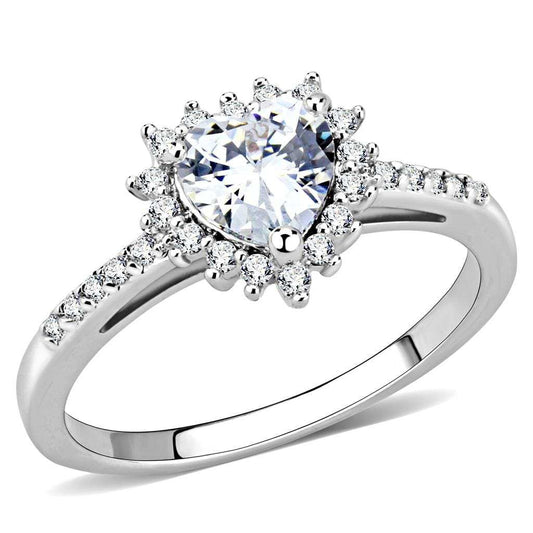 3W1526 - Rhodium Brass Ring with AAA Grade CZ in Clear - Alamode - Flyclothing LLC
