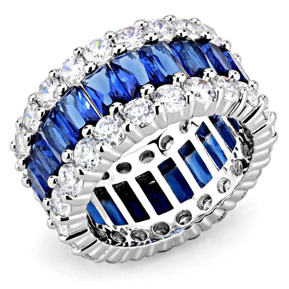 3W1527 - Rhodium Brass Ring with Synthetic  in Montana - Alamode