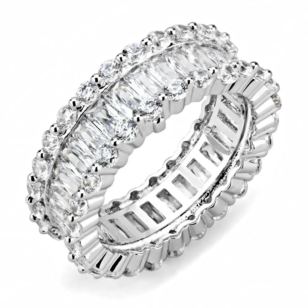 3W1531 - Rhodium Brass Ring with AAA Grade CZ in Clear - Alamode - Flyclothing LLC