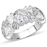 3W1533 - Rhodium Brass Ring with AAA Grade CZ  in Clear - Alamode