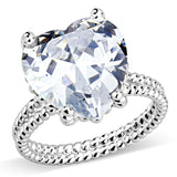 3W1536 - Rhodium Brass Ring with AAA Grade CZ  in Clear - Alamode