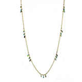 3W1537 - Gold Brass Necklace with Synthetic Jade in Emerald