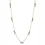 3W1538 - Gold Brass Necklace with Semi-Precious Amethyst Crystal in Amethyst - Alamode - Flyclothing LLC