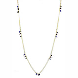 3W1538 - Gold Brass Necklace with Semi-Precious Amethyst Crystal in Amethyst - Alamode