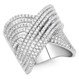 3W1539 - Rhodium Brass Ring with AAA Grade CZ in Clear - Alamode - Flyclothing LLC