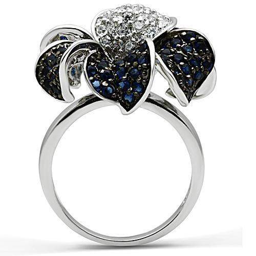 3W153 - Rhodium + Ruthenium Brass Ring with AAA Grade CZ in Montana - Alamode - Flyclothing LLC