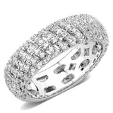 3W1550 - Rhodium Brass Ring with AAA Grade CZ  in Clear - Alamode