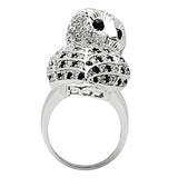 3W155 - Rhodium Brass Ring with AAA Grade CZ  in Jet - Alamode