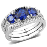 3W1566 - Rhodium Brass Ring with Synthetic Spinel in London Blue - Alamode