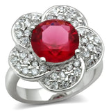 3W156 - Rhodium Brass Ring with Synthetic Synthetic Glass in Siam - Alamode - Flyclothing LLC