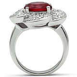 3W156 - Rhodium Brass Ring with Synthetic Synthetic Glass in Siam - Alamode