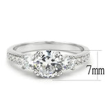 3W1571 - Rhodium Brass Ring with AAA Grade CZ in Clear - Alamode - Flyclothing LLC