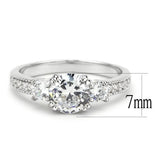 3W1571 - Rhodium Brass Ring with AAA Grade CZ  in Clear - Alamode