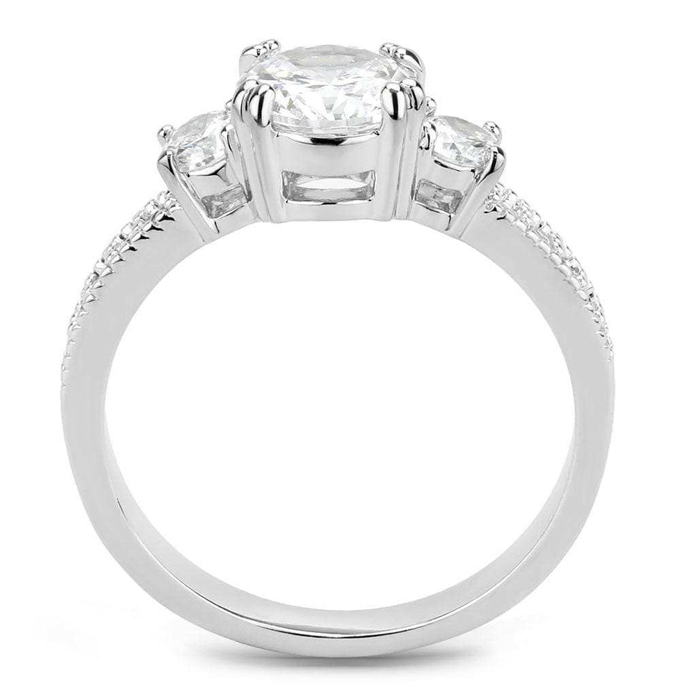 3W1571 - Rhodium Brass Ring with AAA Grade CZ in Clear - Alamode - Flyclothing LLC