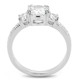 3W1571 - Rhodium Brass Ring with AAA Grade CZ  in Clear - Alamode