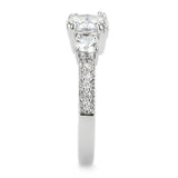3W1571 - Rhodium Brass Ring with AAA Grade CZ in Clear - Alamode - Flyclothing LLC