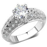 3W1576 - Rhodium Brass Ring with AAA Grade CZ  in Clear - Alamode