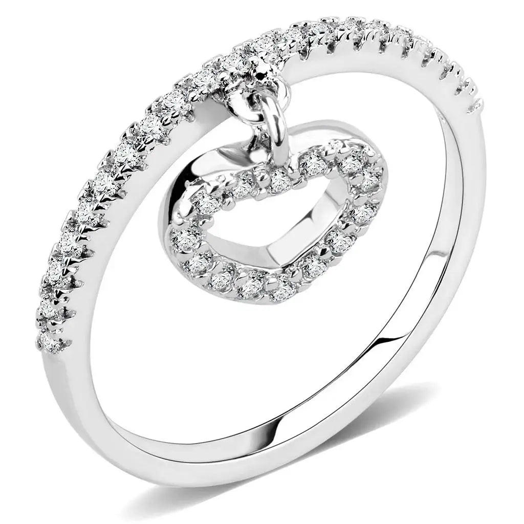 3W1579 - Rhodium Brass Ring with AAA Grade CZ in Clear - Alamode - Flyclothing LLC
