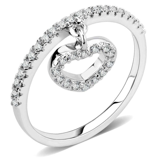 3W1579 - Rhodium Brass Ring with AAA Grade CZ in Clear - Alamode - Flyclothing LLC